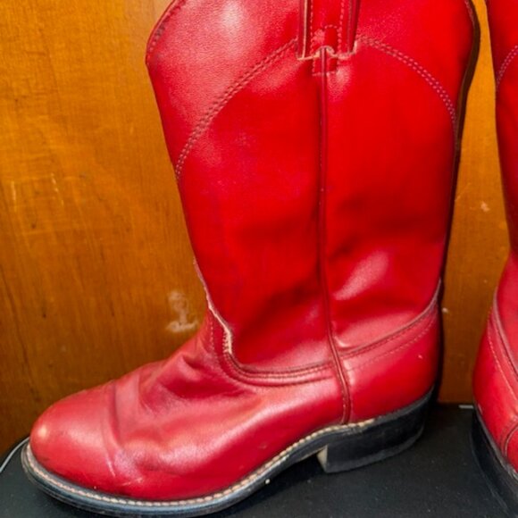 Vintage 1980s Red Laredo Round-toe Roper Cowboy Boots - 6M - Picture 14 of 16